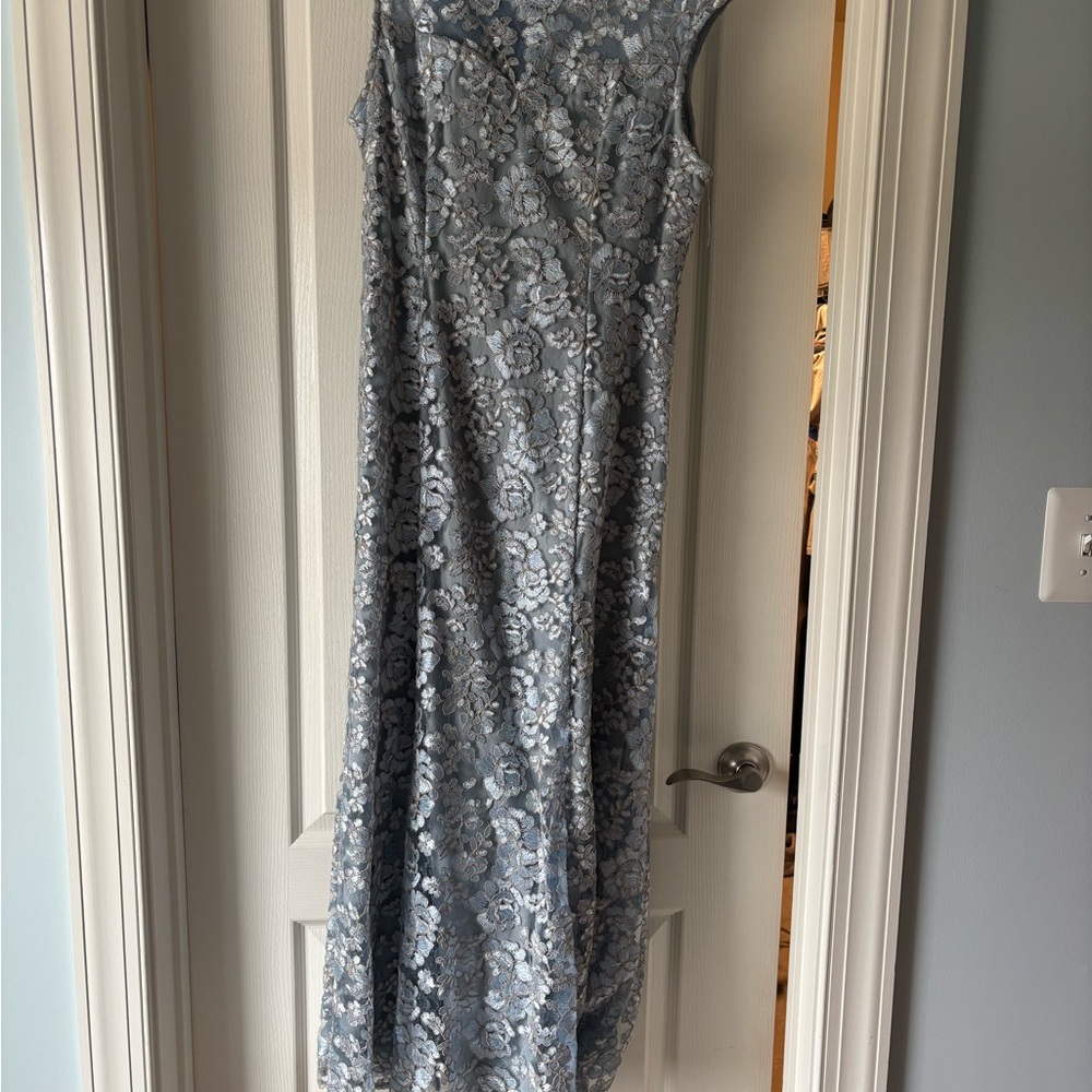 Alex Evenings Blue Lace Maxi Dress
